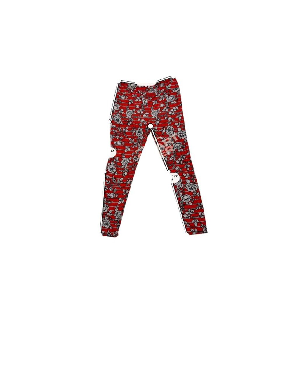 Red Floral Pattern Leggings Elastic Waist Womens Size 14 Stretchy & Comfortable